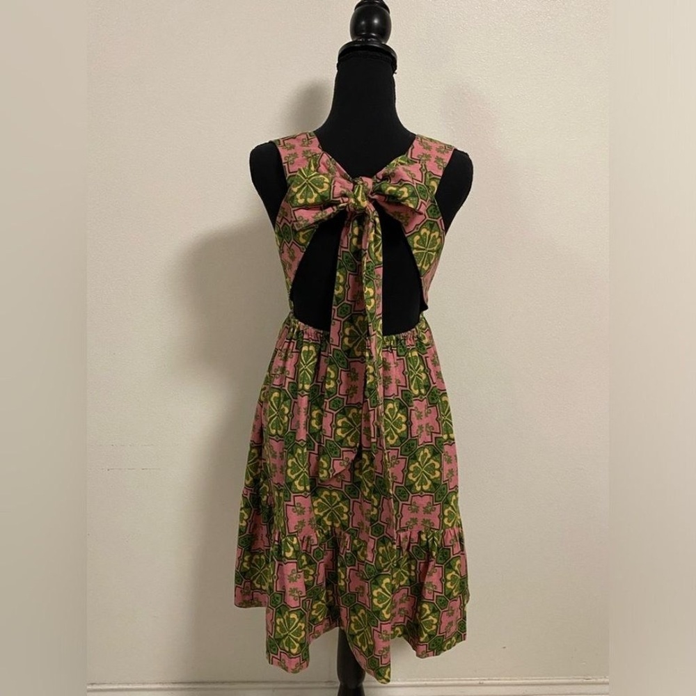 House of Harlow 1960 Pink and clover print linen dress